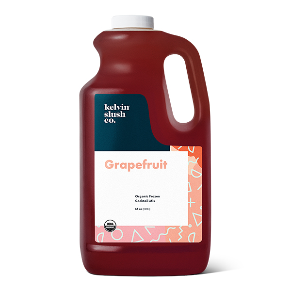 Isolated image of a bottle of Kelvin Slush Co. Grapefruit Mix
